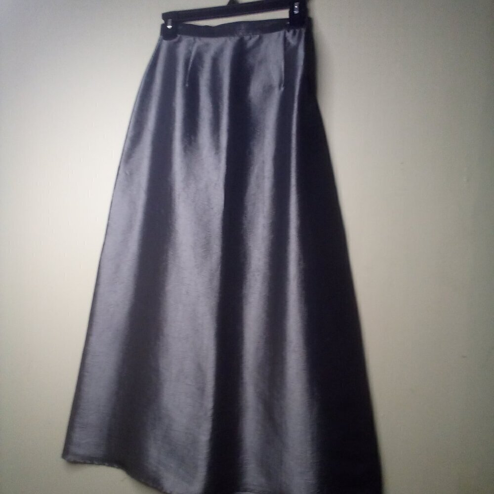 Worthington Skirt 4P 4 Petite Straight Pencil Long Lightweight Metallic Silver